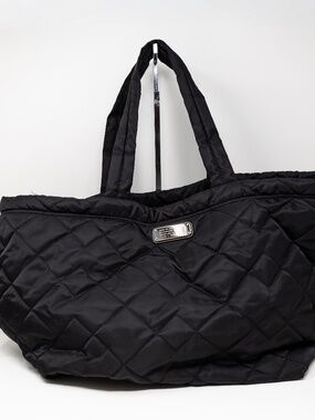 Marc Jacobs Large Nylon Water Resistant Quilted Shoulder Tote Travel Bag Black